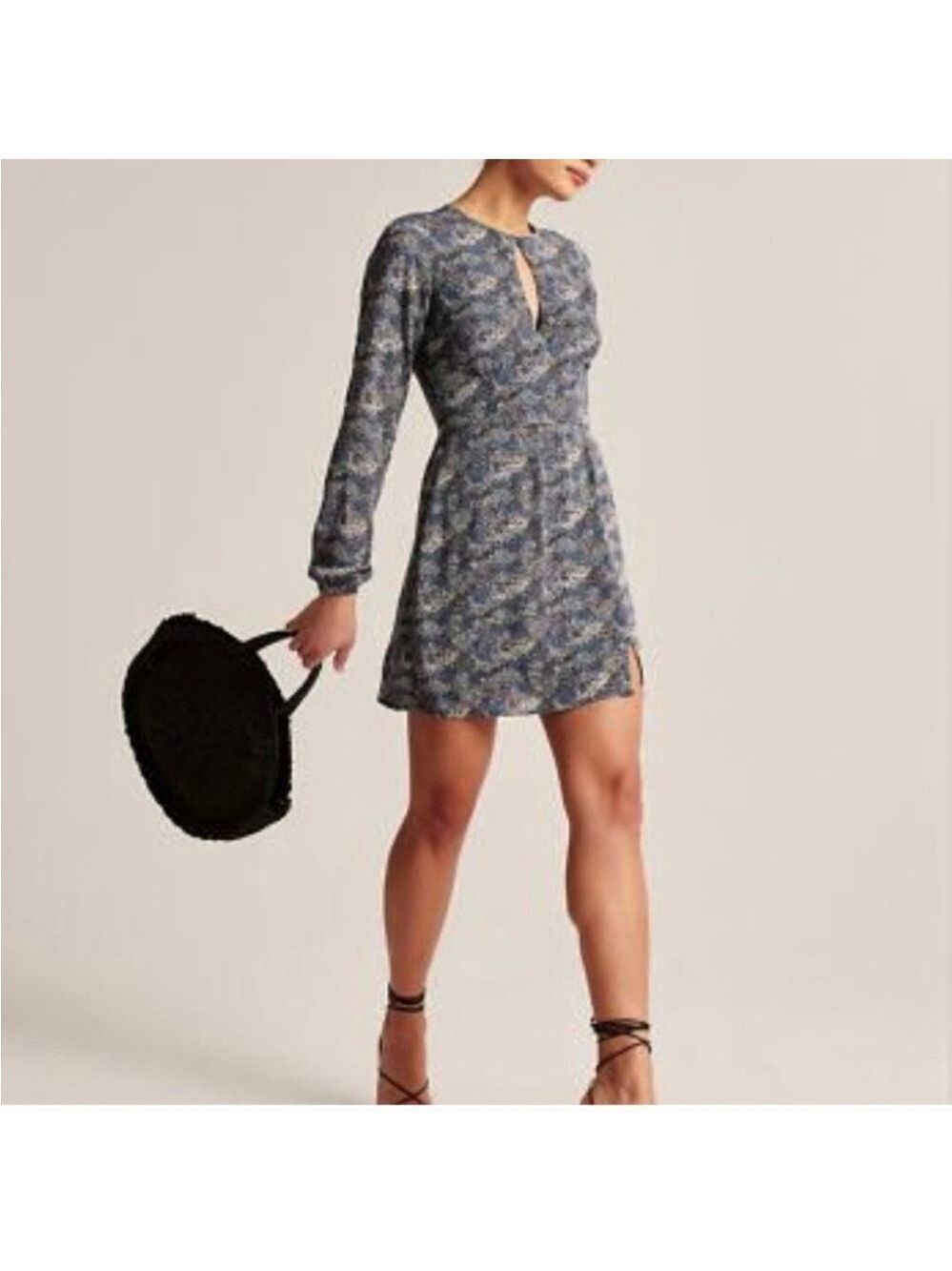 Abercrombie & Fitch Fit To Flatter Ditsy Floral Print Long SleeveMini Dress, M